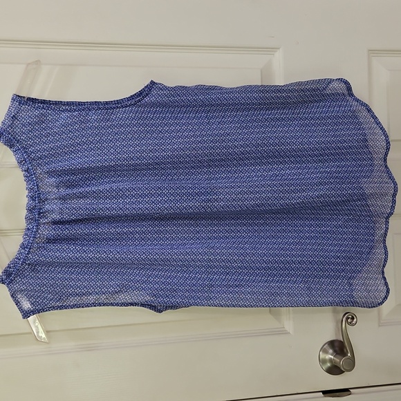 Liz Claiborne Blue Sleeveless Blouse Elastic Neckline Sz Lg - Picture 5 of 7